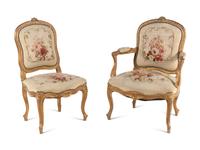A Louis XV Style Giltwood Seven-Piece Salon Suite