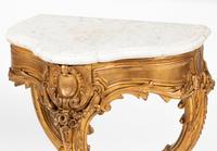 A Pair of Louis XV Style Giltwood Marble-Top Console Tables