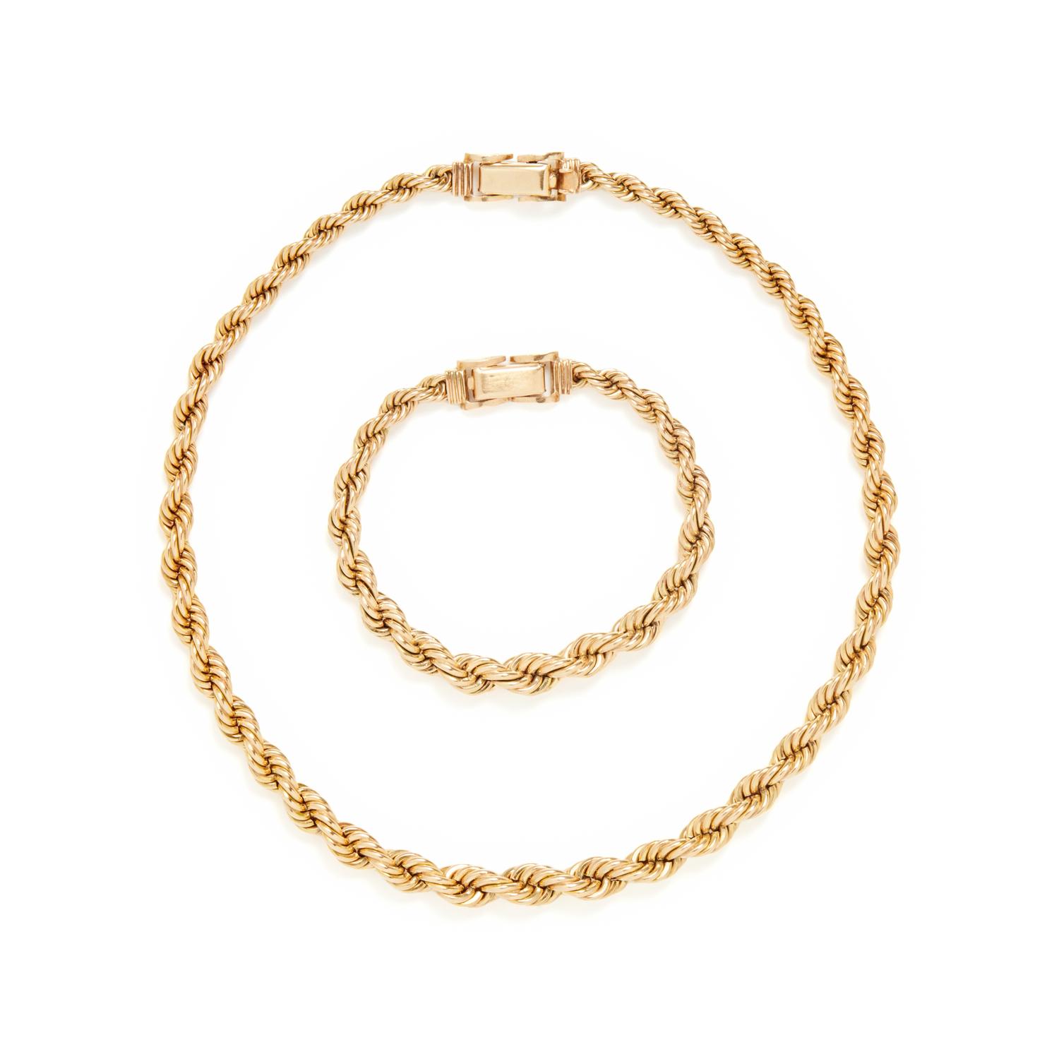 YELLOW GOLD BRACELET AND NECKLACE