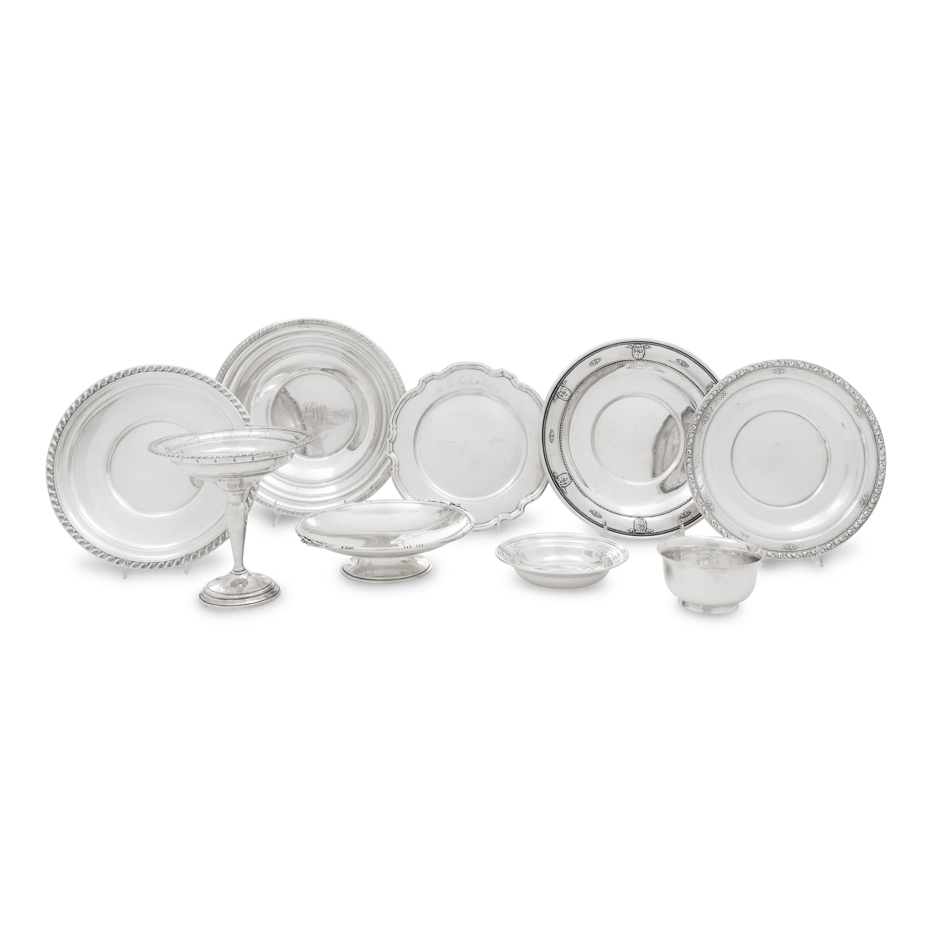 A Collection of Nine American Silver Table Articles