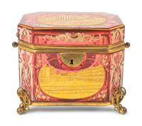 A Swiss Gilt-Decorated and Enameled Red-Flashed Glass Box — LATE 19TH/EARLY 20TH CENTURY