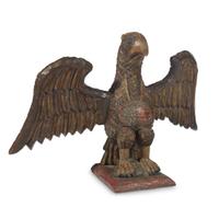 Carved and painted eagle with American flags and shield in the manner of Wilhelm Schimmel (1817-1890) Robert Stauffer, late 20th century