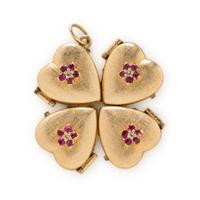 YELLOW GOLD FOUR LEAF CLOVER LOCKET CHARM