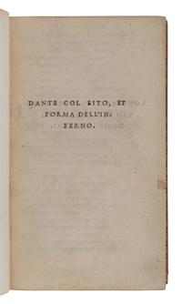 DANTE Alighieri (1265-1321). Dante col sito, et forma dell'inferno tratta dalla istessa descrittione del poeta . [Toscolano:] Alessandro Paganino Benacenses, [ca 1525].