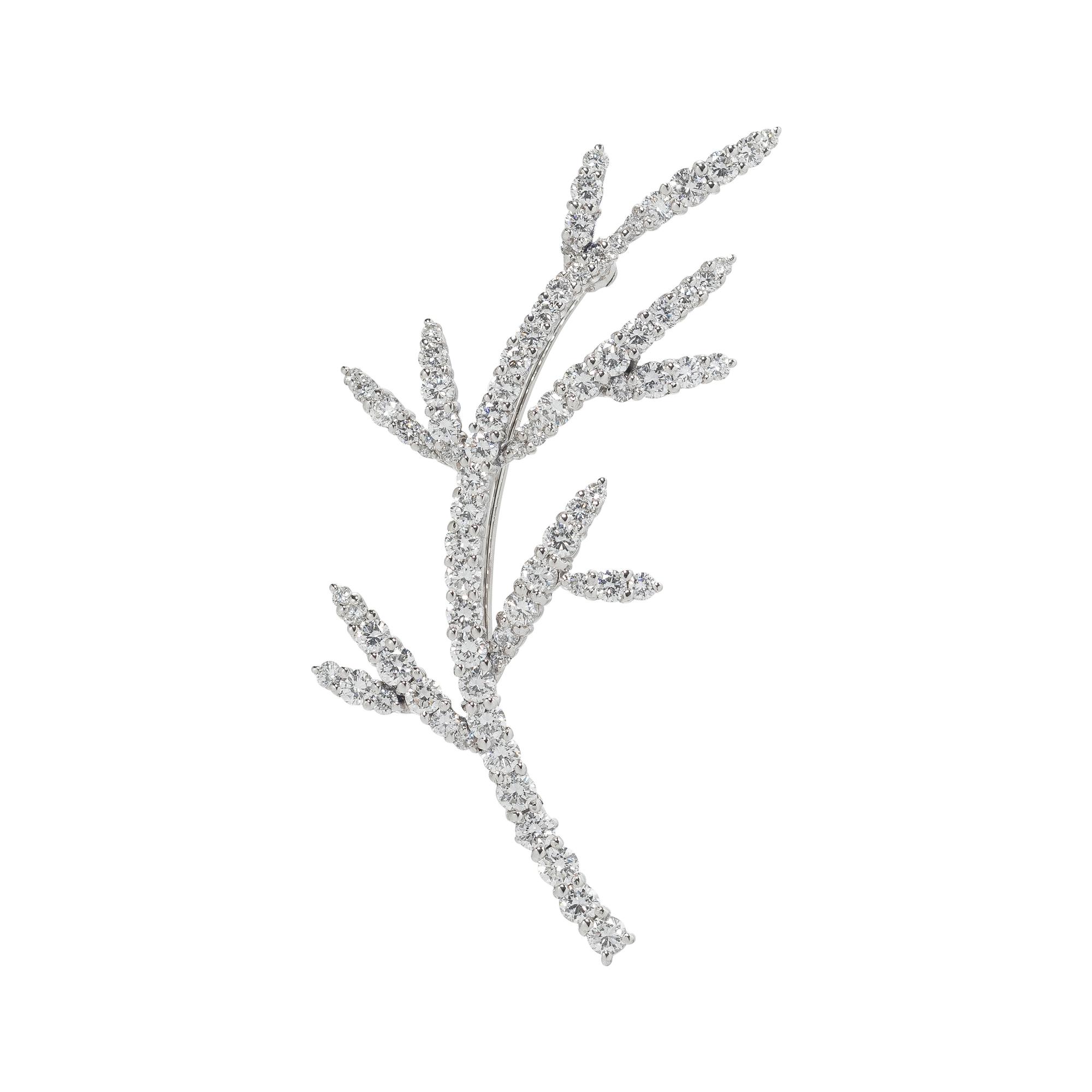 DIAMOND BRANCH MOTIF BROOCH