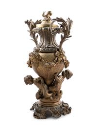 A Napoleon III Style Gilt Bronze Covered Urn