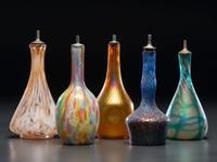 Five Art Glass Barber Bottles