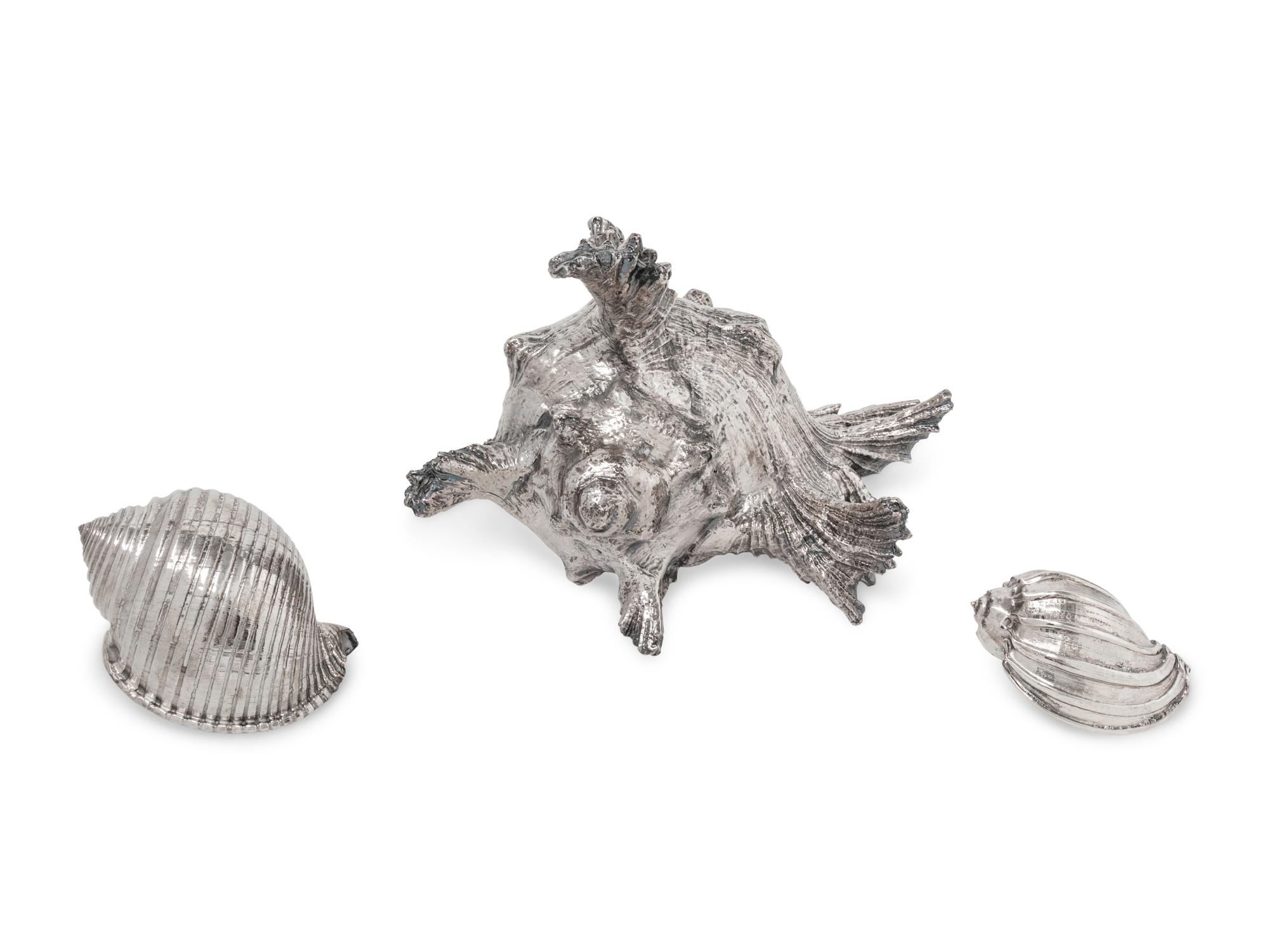 A Group of Three Verdura Silver-Plate Clad Seashells