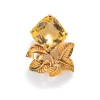SEAMAN SCHEPPS, YELLOW GOLD AND CITRINE BROOCH