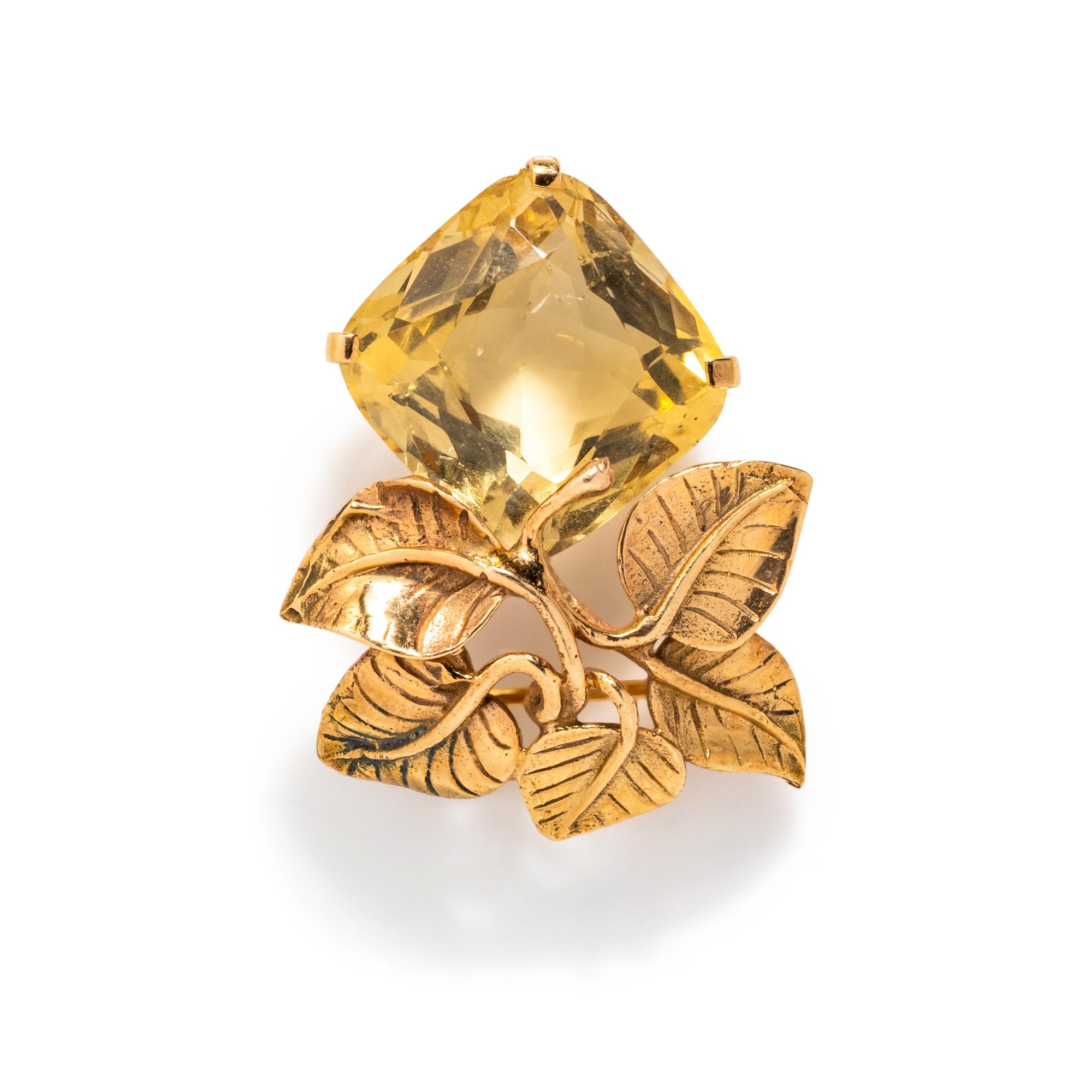 SEAMAN SCHEPPS, YELLOW GOLD AND CITRINE BROOCH