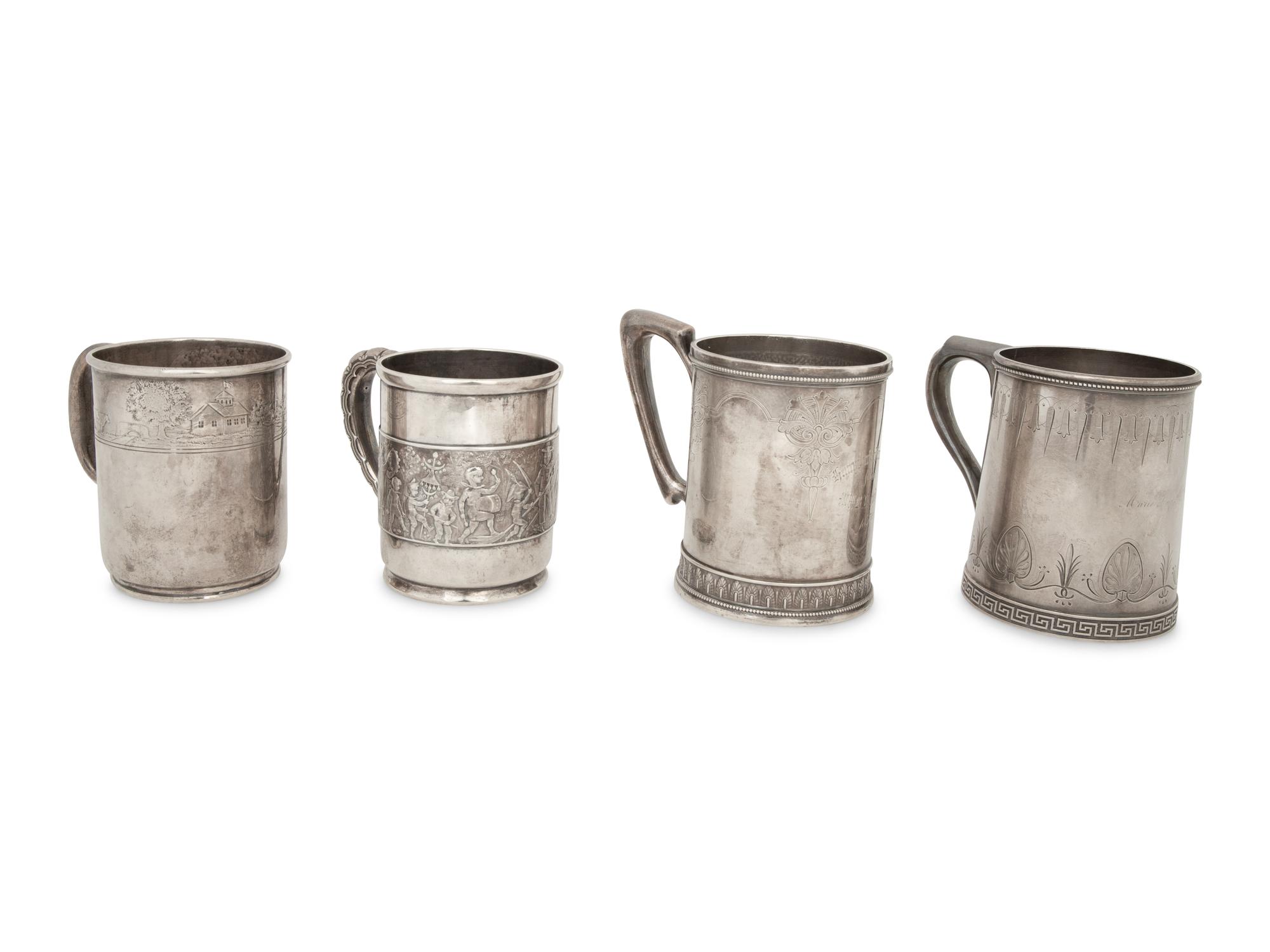 Four Tiffany & Co. Silver Mugs — New York, 19th/20th Century