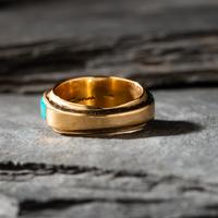 Verma Nequatewa, Sonwai (Hopi, b. 1949) — 18K Gold and Cobblestone Inlay Ring