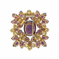 AMETHYST, PERIDOT AND DIAMOND BROOCH
