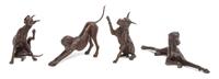 Four Bronze Figures of Dogs, Louise M. Peterson Width of widest 8 1/4 inches. — 21ST CENTURY