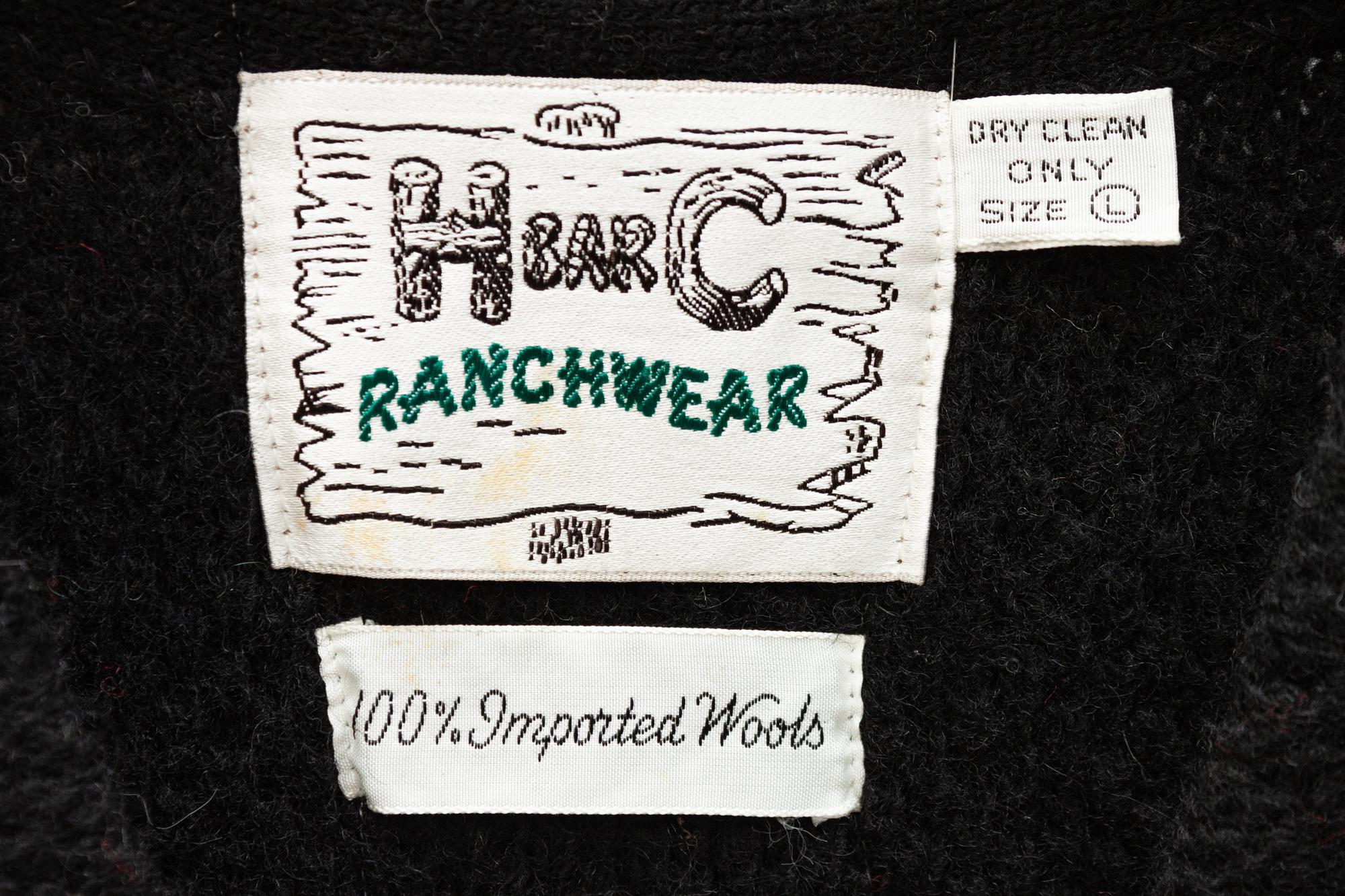 Five H Bar C Bronc-Shawl Wool Sweaters with horse and rope embellishments
