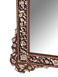 A Pair of Levantine Mother-of-Pearl and Abalone-Inlaid Carved Walnut Mirrors