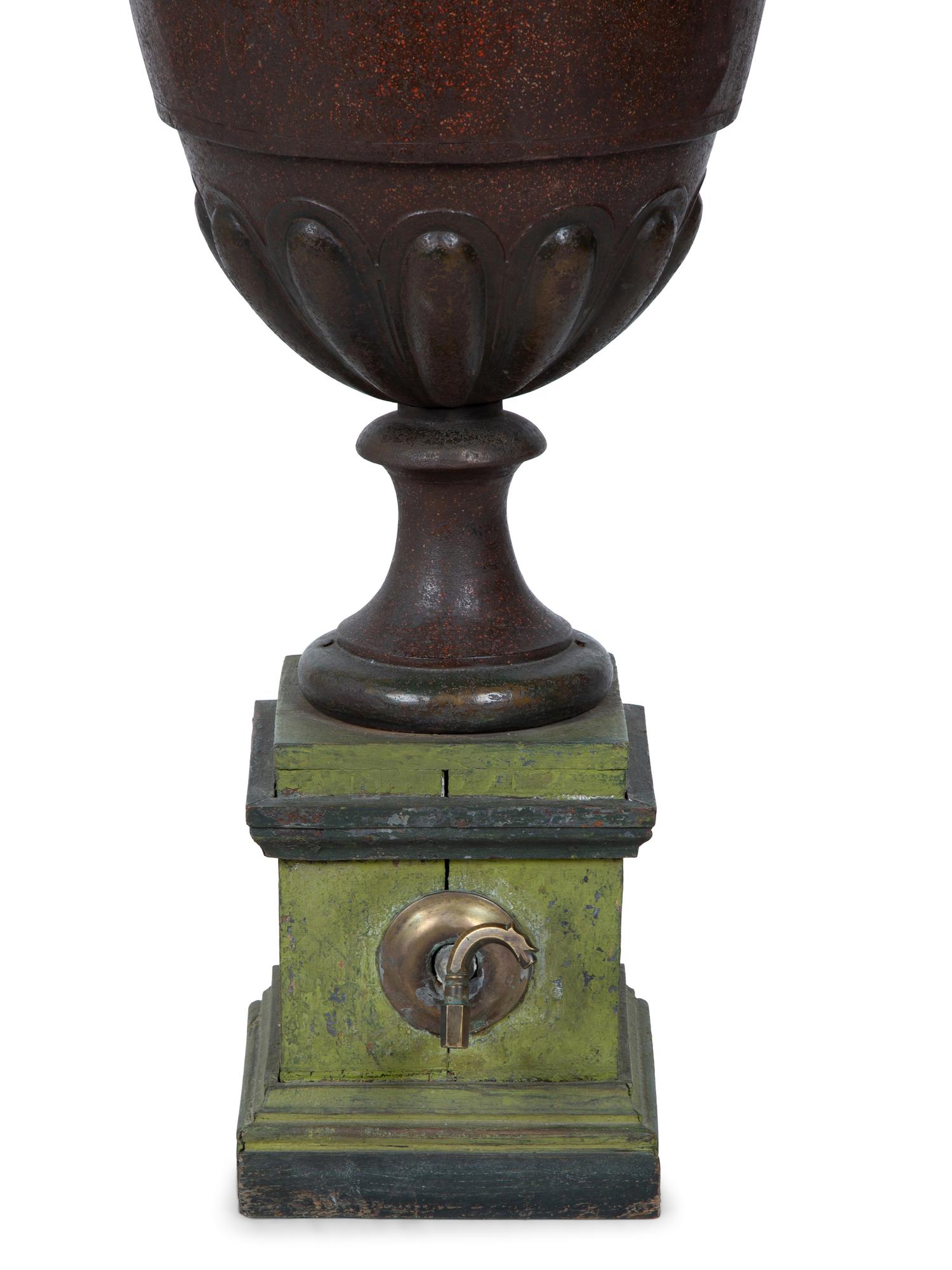 A French Tole and Faux Porphyry Water Urn or Fountain Finial