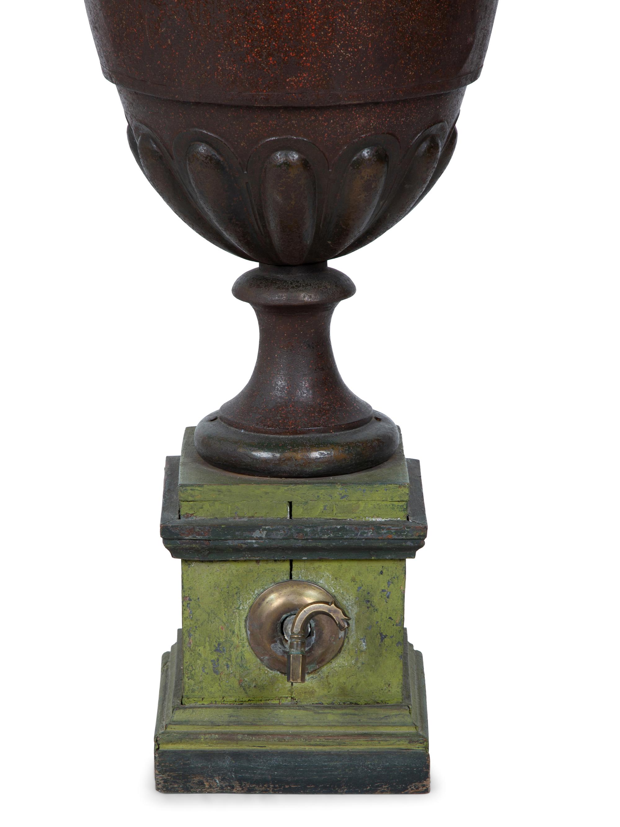 A French Tole and Faux Porphyry Water Urn or Fountain Finial