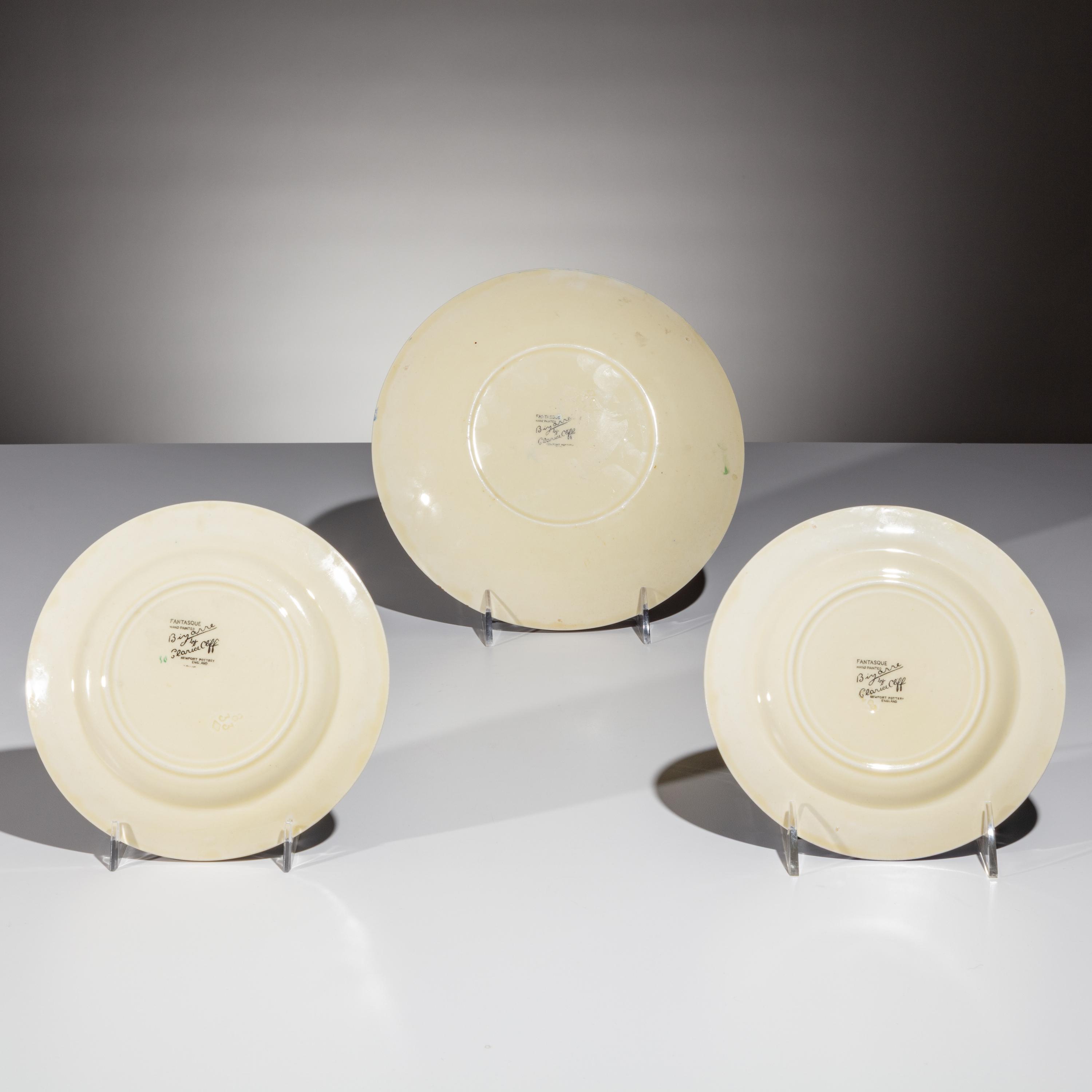 Clarice Cliff (English, 1899–1972) — Rudyard pattern, Three Platters