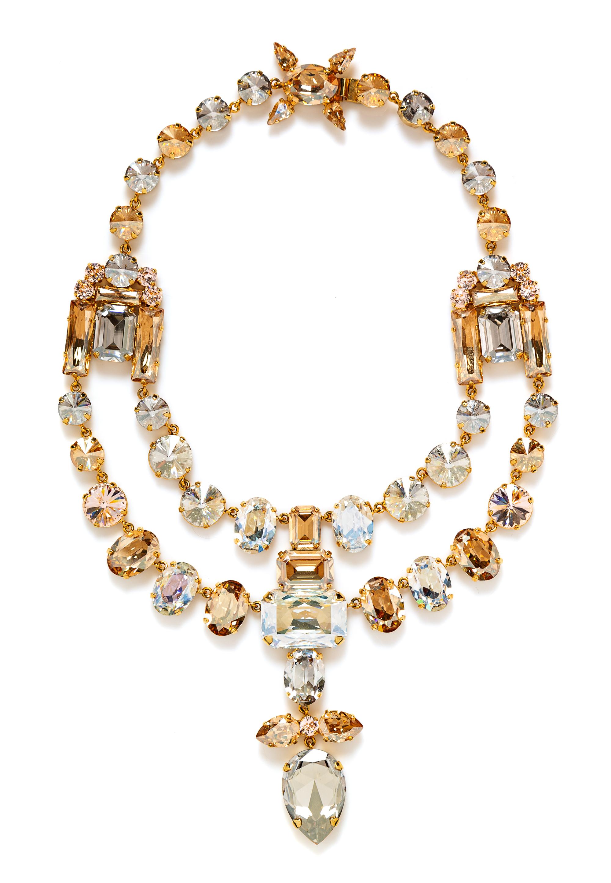 A Ralph Lauren Crystal Double Strand Choker, 15" L x 4.5" W.