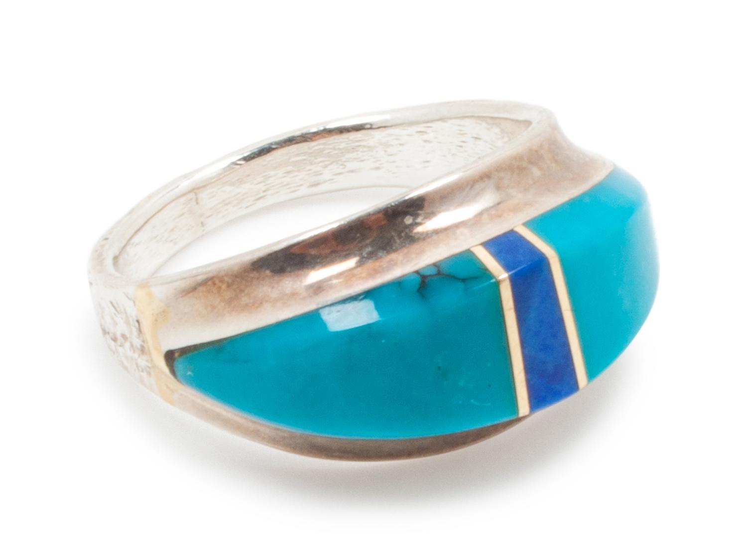 Silver ring and pendant with inlay