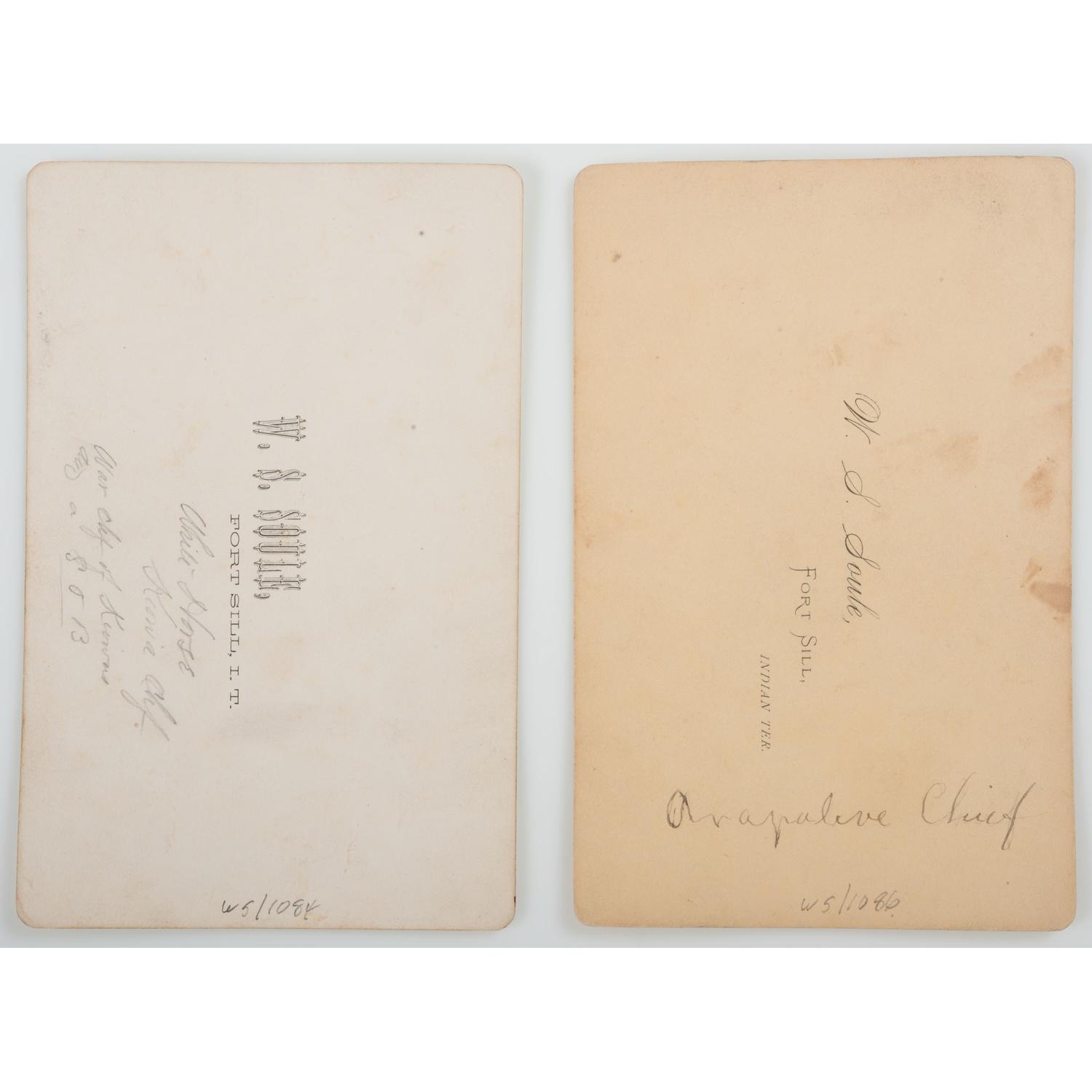 Will Soule, Two Cabinet Cards of Plains Indians, Incl. Kiowa Chief White Horse
