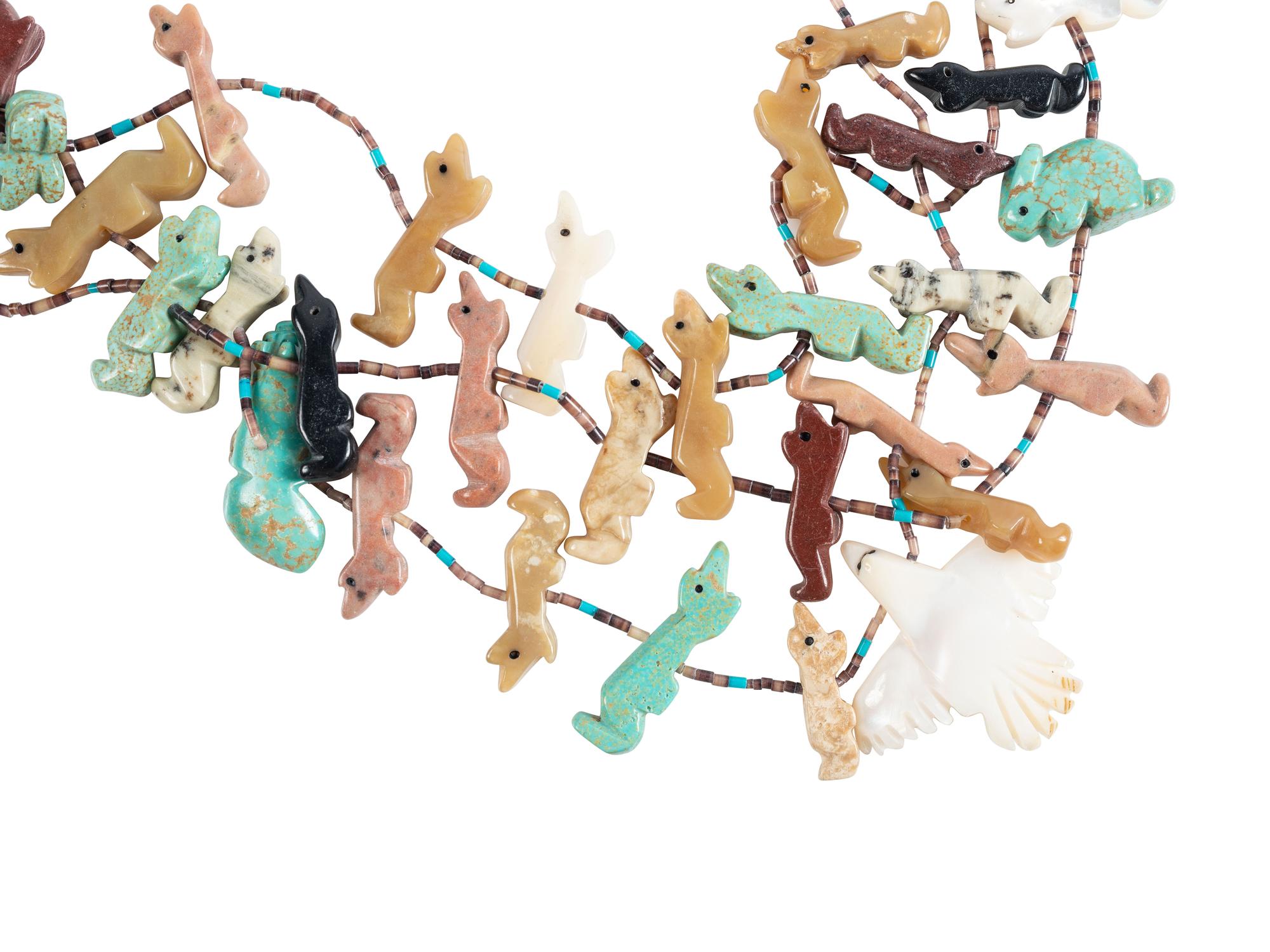 Pueblo Rolled Turquoise Necklace AND Zuni Fetish Necklace