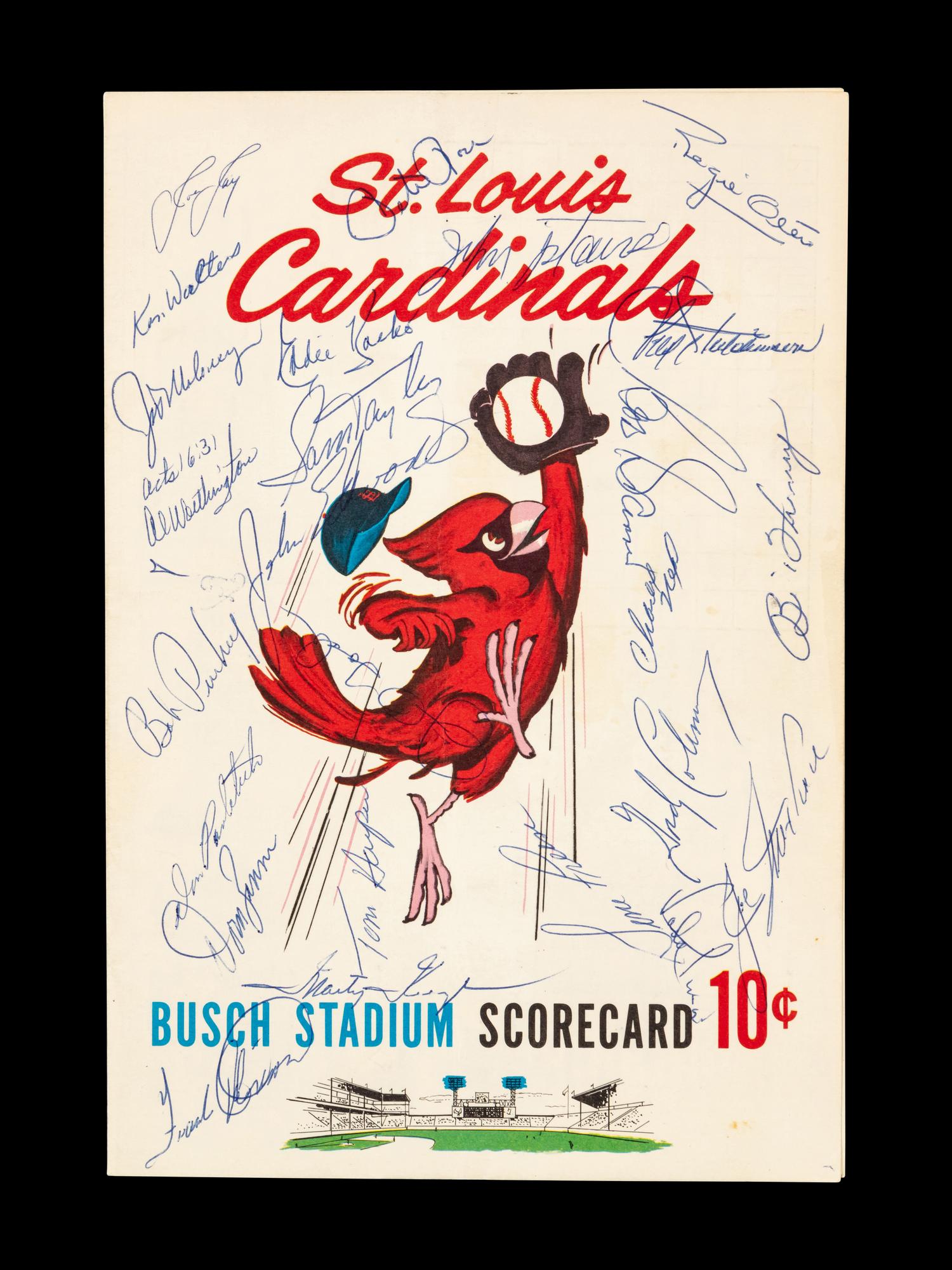 A 1963 Cincinnati Reds Multi Signed Autograph St. Louis Cardinals Program Scorecard Featuring Pete Rose Rookie Autograph (Beckett Authentication Services)