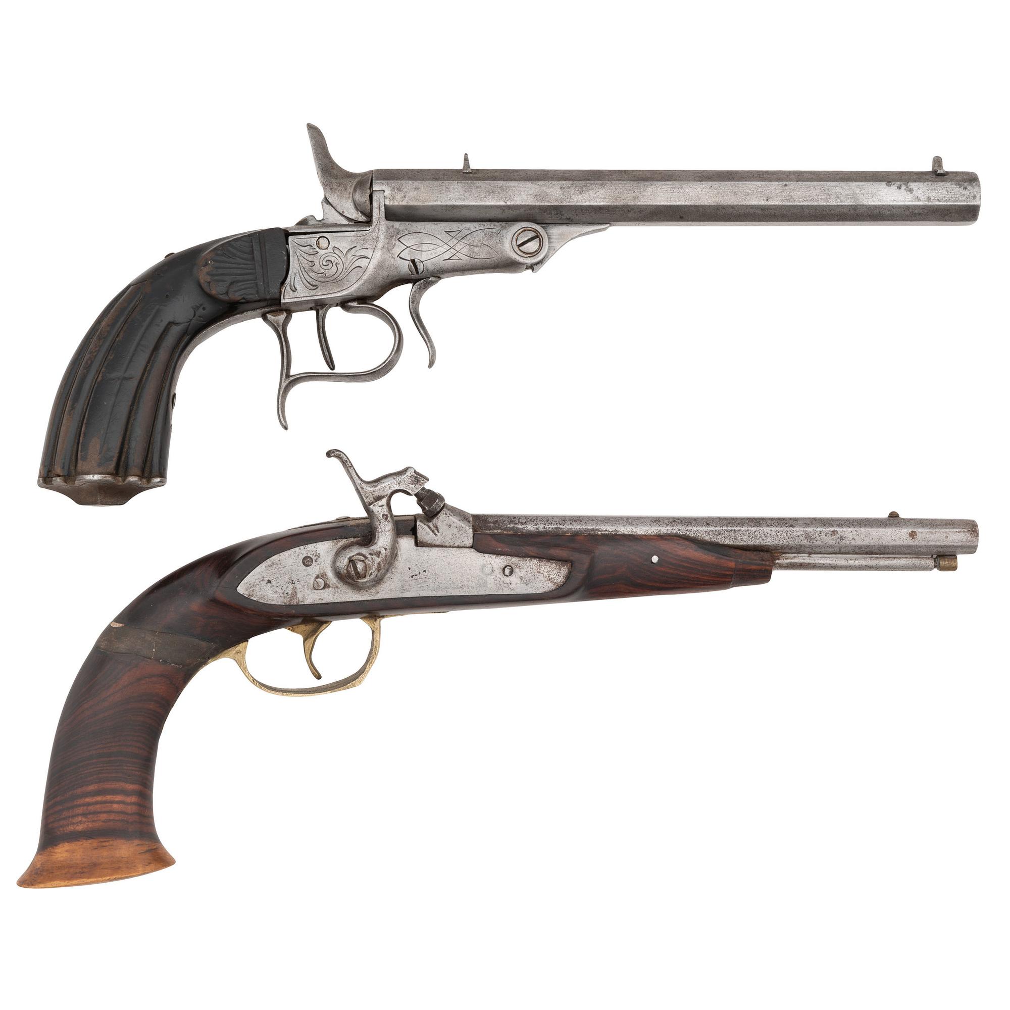 Belgian Target Pistol and Continental Flintlock