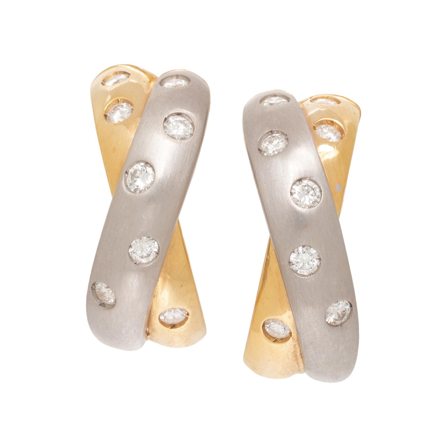 HENRY DANKNER, BICOLOR GOLD AND DIAMOND EARRINGS