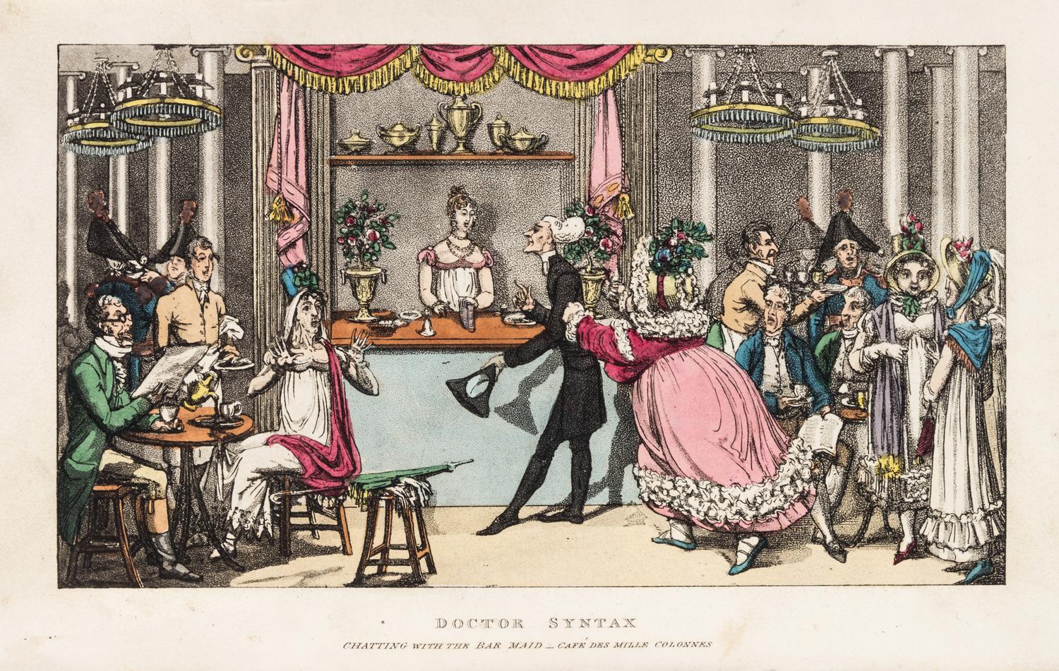(ROWLANDSON, THOMAS) COMBE, WILLIAM. Doctor Syntax in Paris, with A Tour of Doctor Syntax. London, 1820. 2vols.
