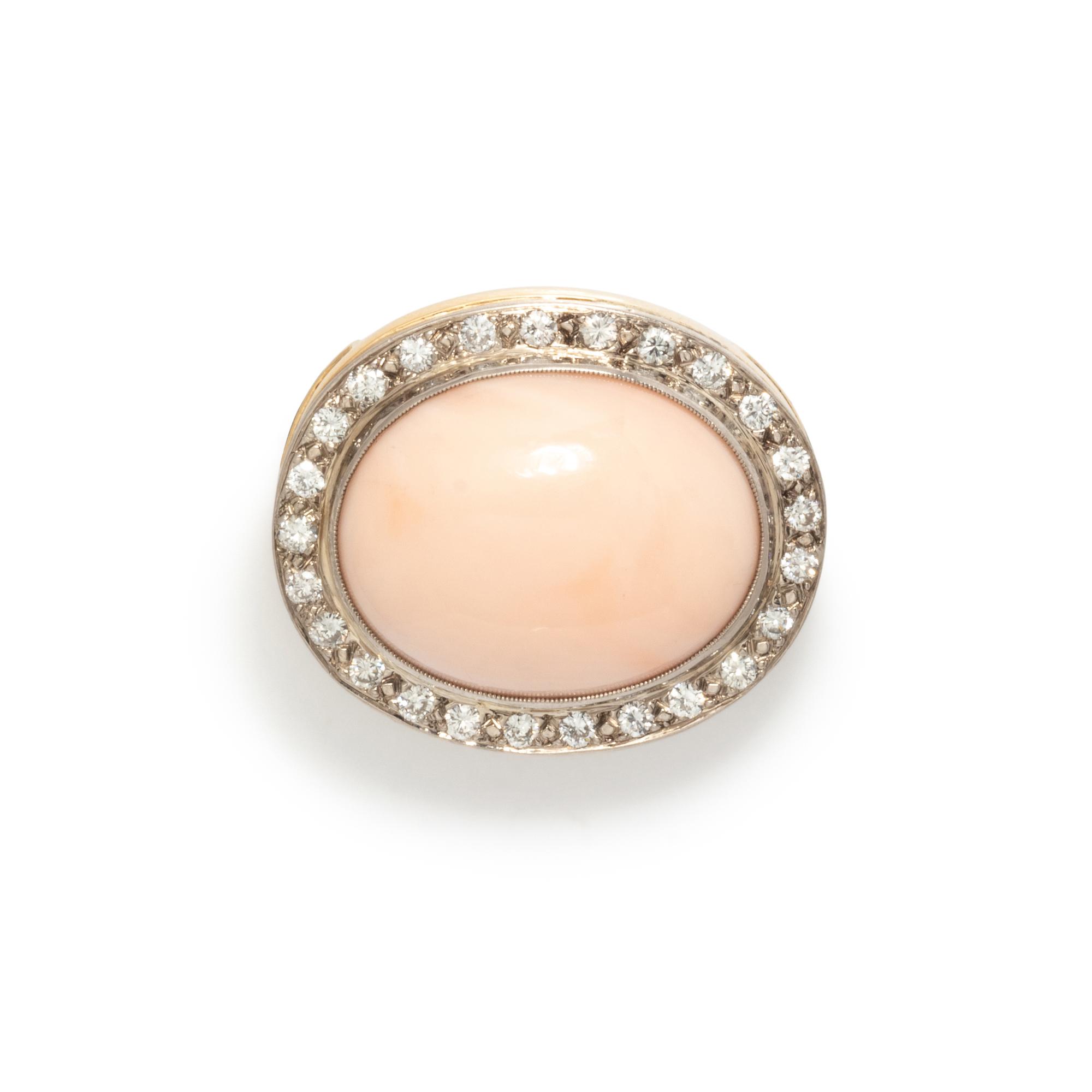 ANGEL SKIN CORAL AND DIAMOND PENDANT