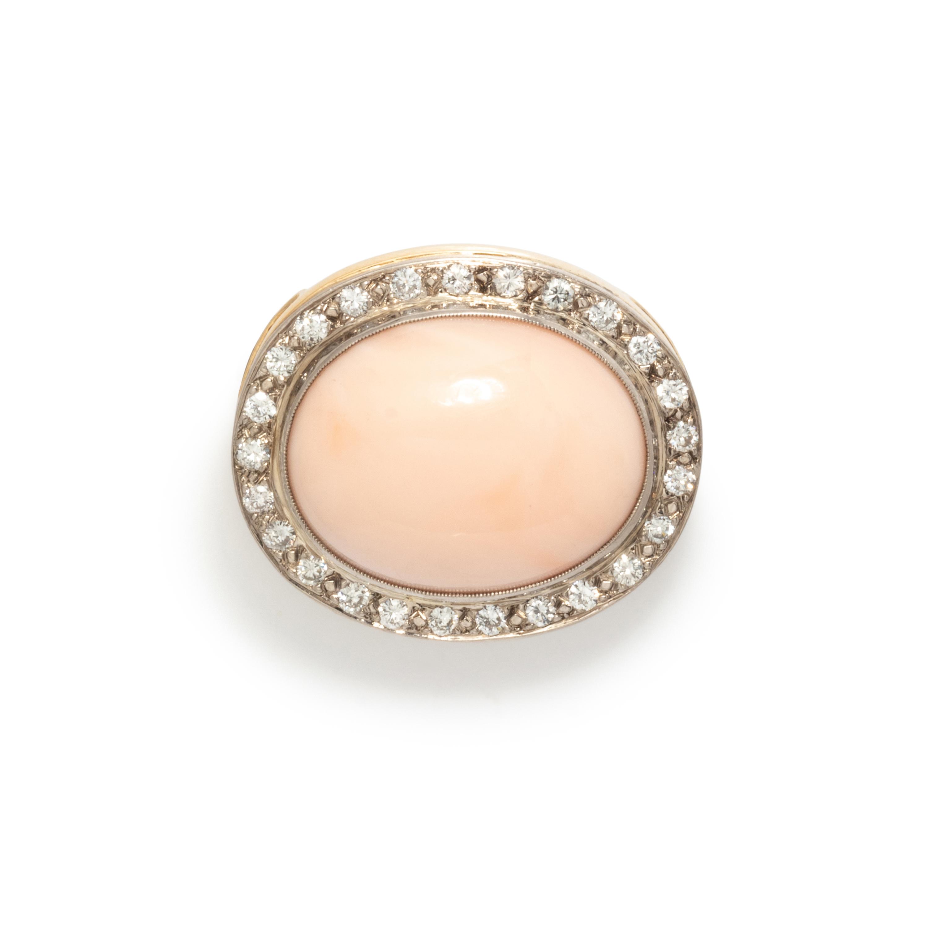 ANGEL SKIN CORAL AND DIAMOND PENDANT