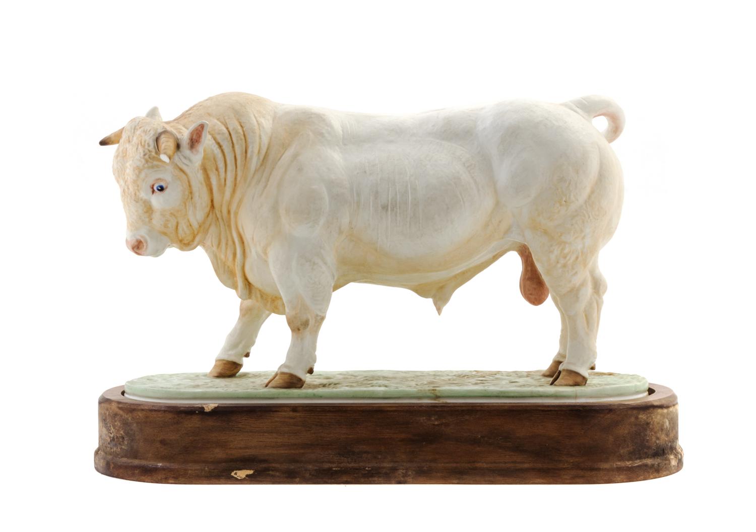 A Royal Worcester Porcelain Model of a Bull Width overall 11 inches. — MODELED BY DORIS LINDNER
