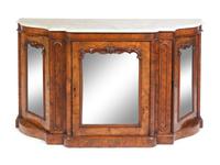 A Victorian Burl Walnut Marble-Top Cabinet