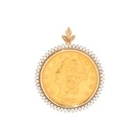 YELLOW GOLD, DIAMOND AND US $20 LIBERTY COIN PENDANT