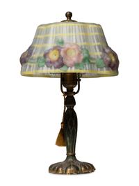 A Pairpoint Reverse-Painted Glass Puffy Table Lamp