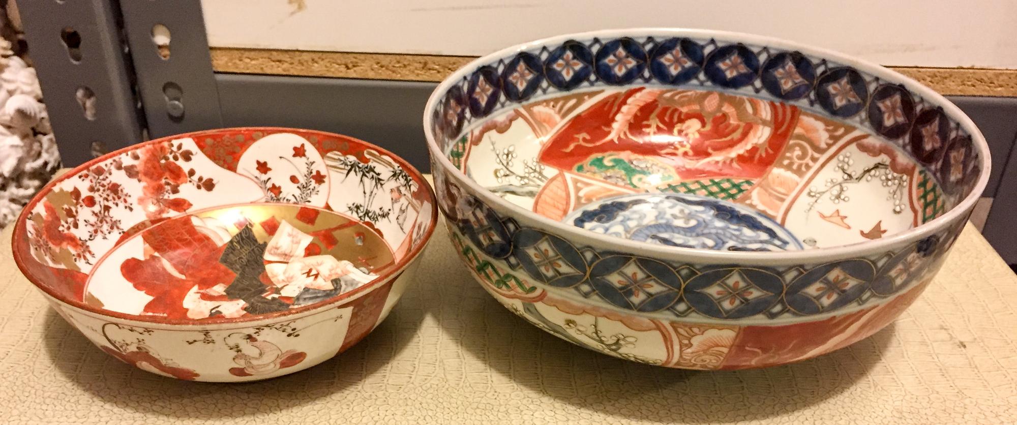 Two Chinese Porcelain Bowls Diameter of larger 9 7/8 inches.