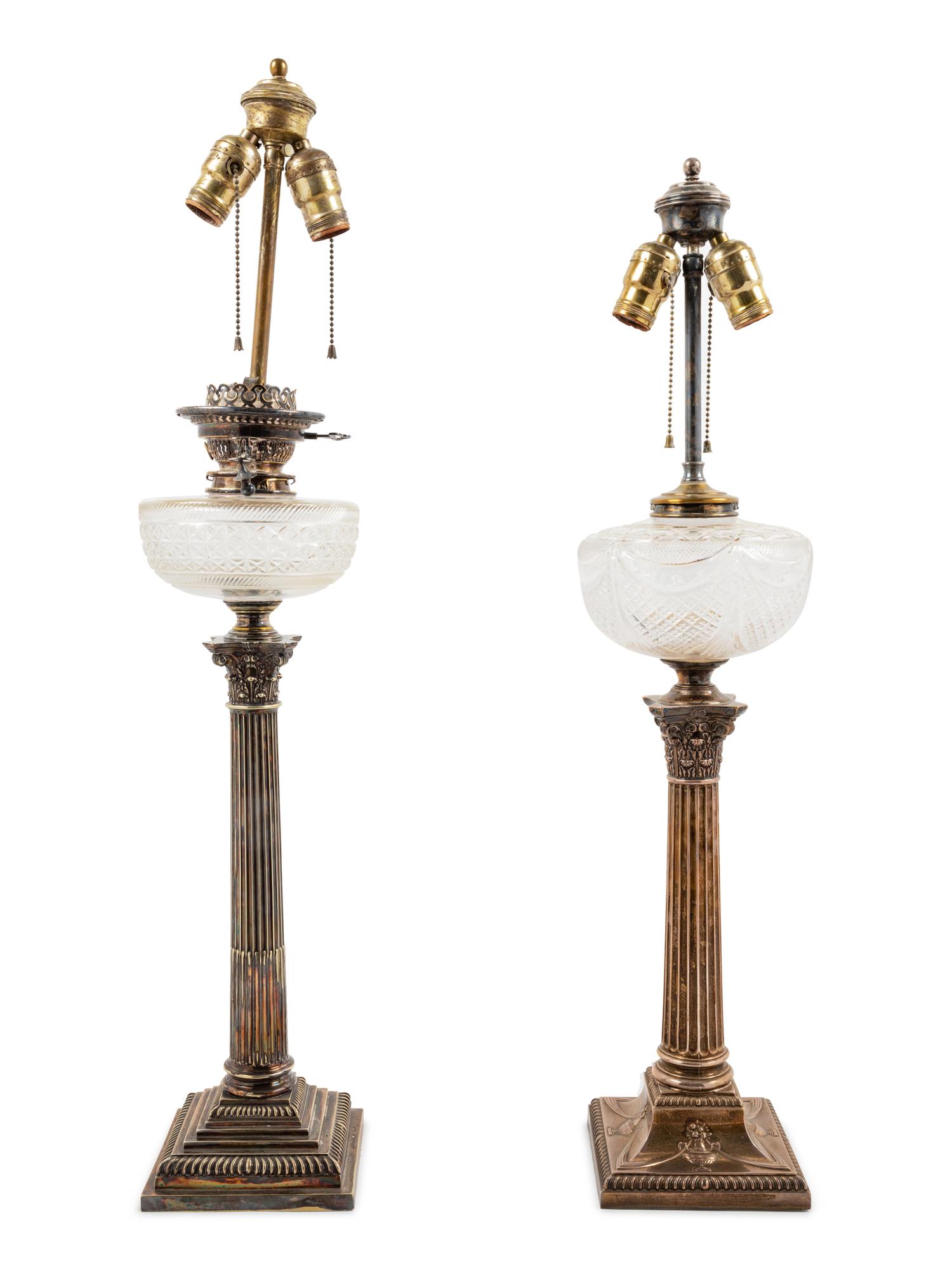 A Pair of Silver-Plate Lamps