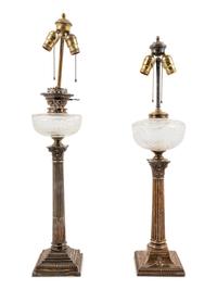 A Pair of Silver-Plate Lamps