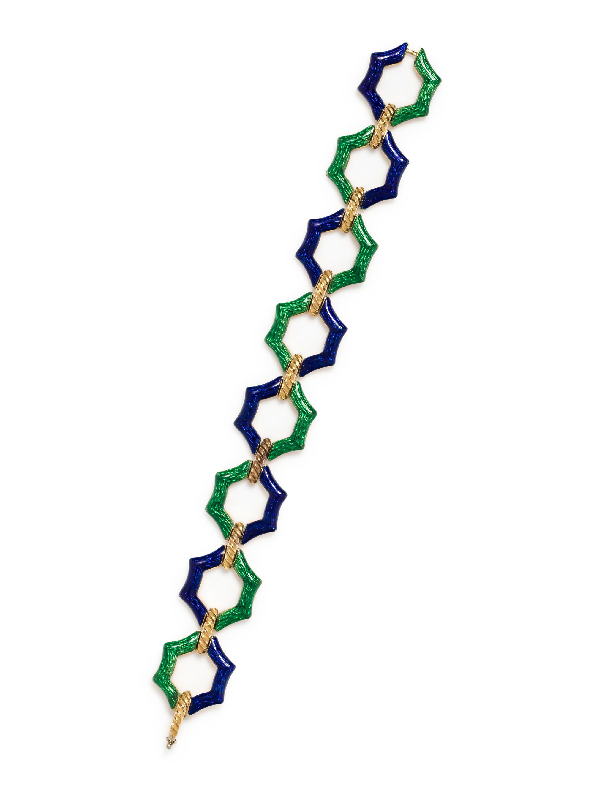 YELLOW GOLD AND ENAMEL BRACELET