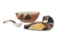 An Italian Glazed Ceramic Pheasant Tureen