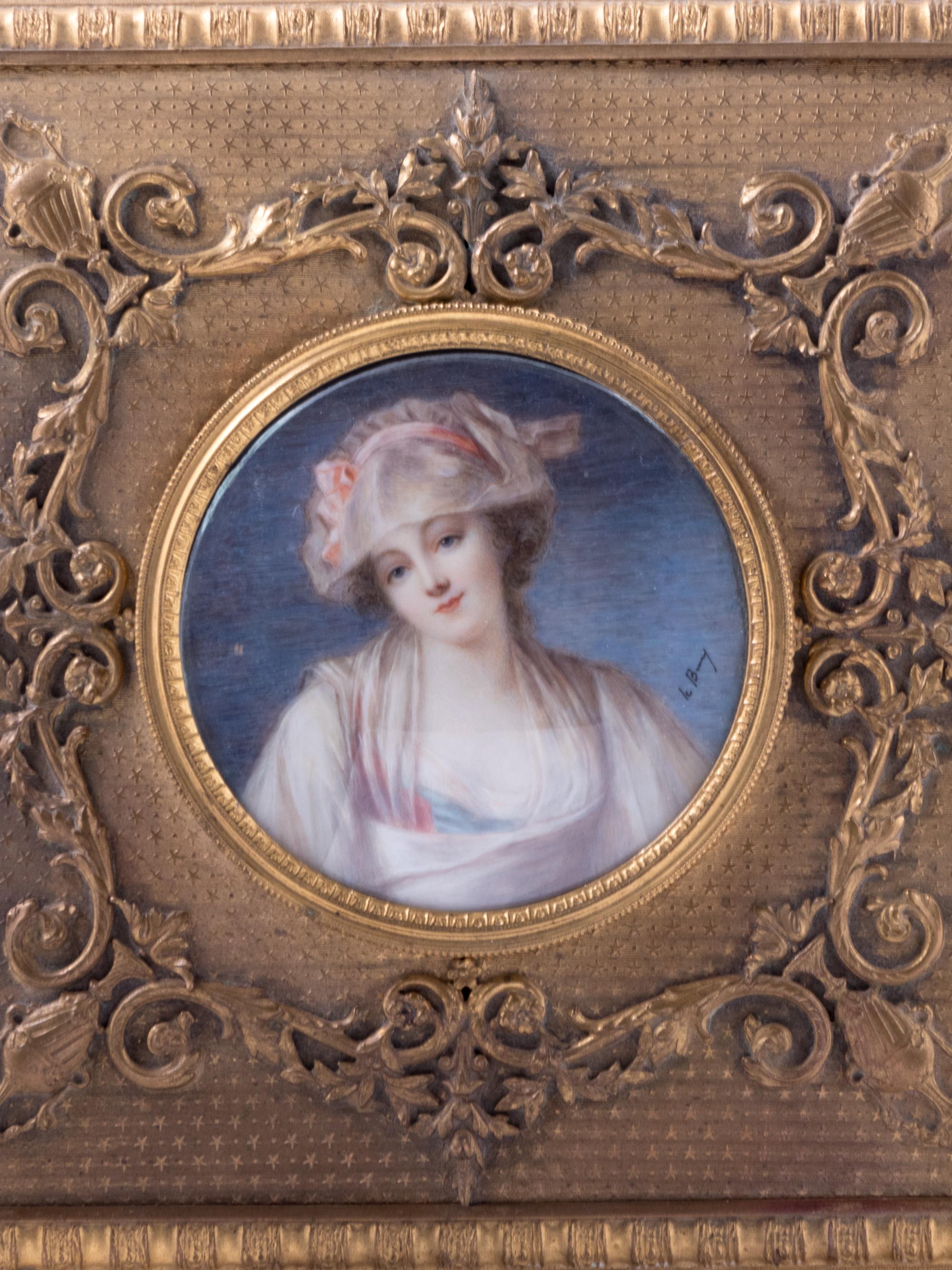 A French Portrait Miniature-Inset Gilt Bronze Table Casket