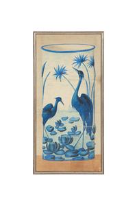 A Framed Gouache Illustration for a Porcelain Vase or Stick Stand
