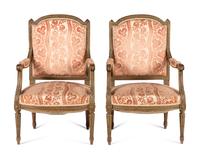A Pair of Napoleon III Giltwood Fauteuils