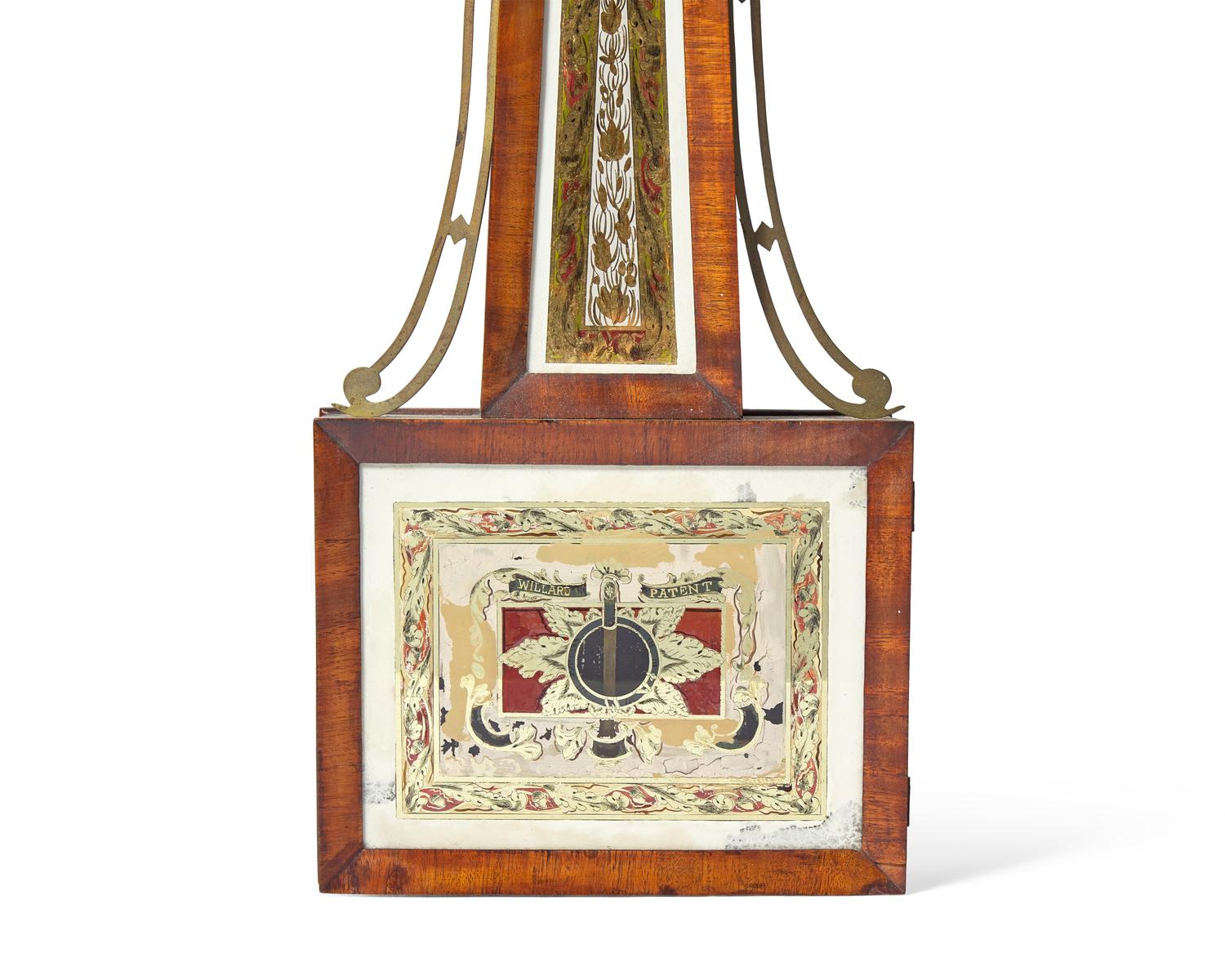 A Federal Brass-Mounted Mahogany and Églomisé Banjo Clock
