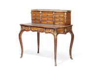 A Louis XV/XVI Transitional Style Bronze Mounted Kingwood Bureau Plat and Cartonnier