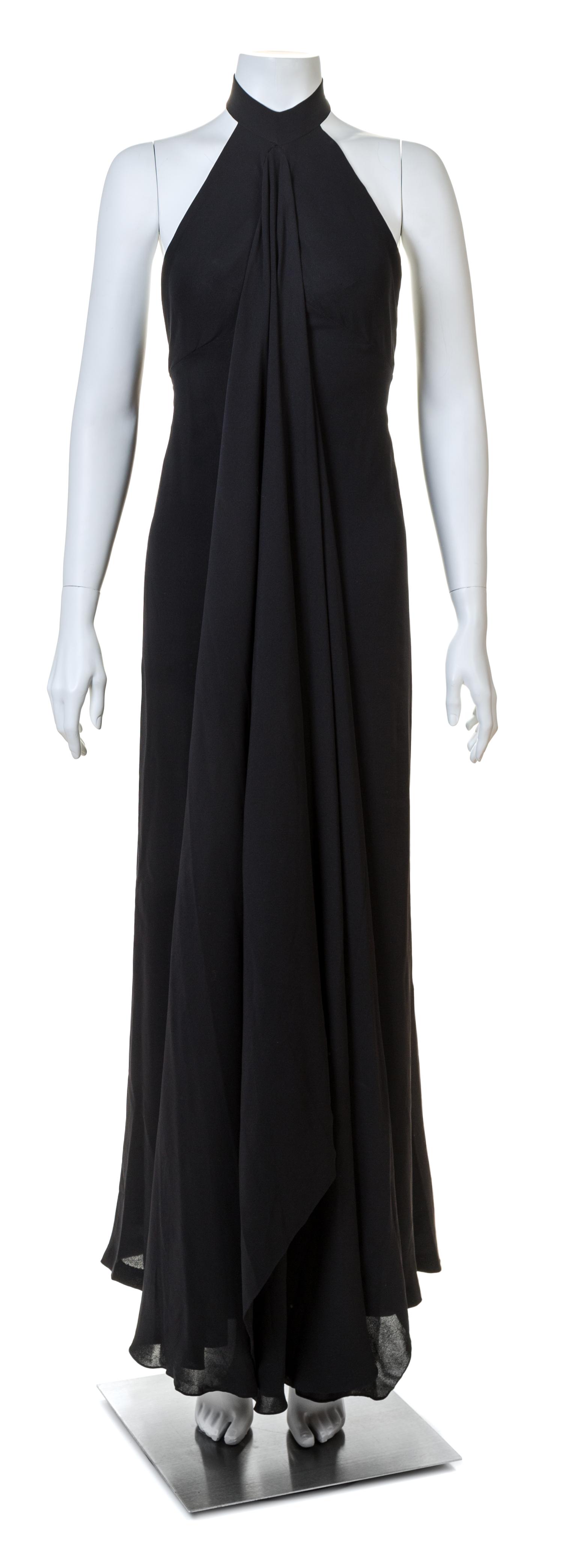 A Madame Gres Black Draped Halter Gown, No size.