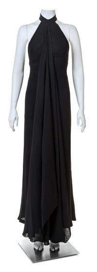 A Madame Gres Black Draped Halter Gown, No size.