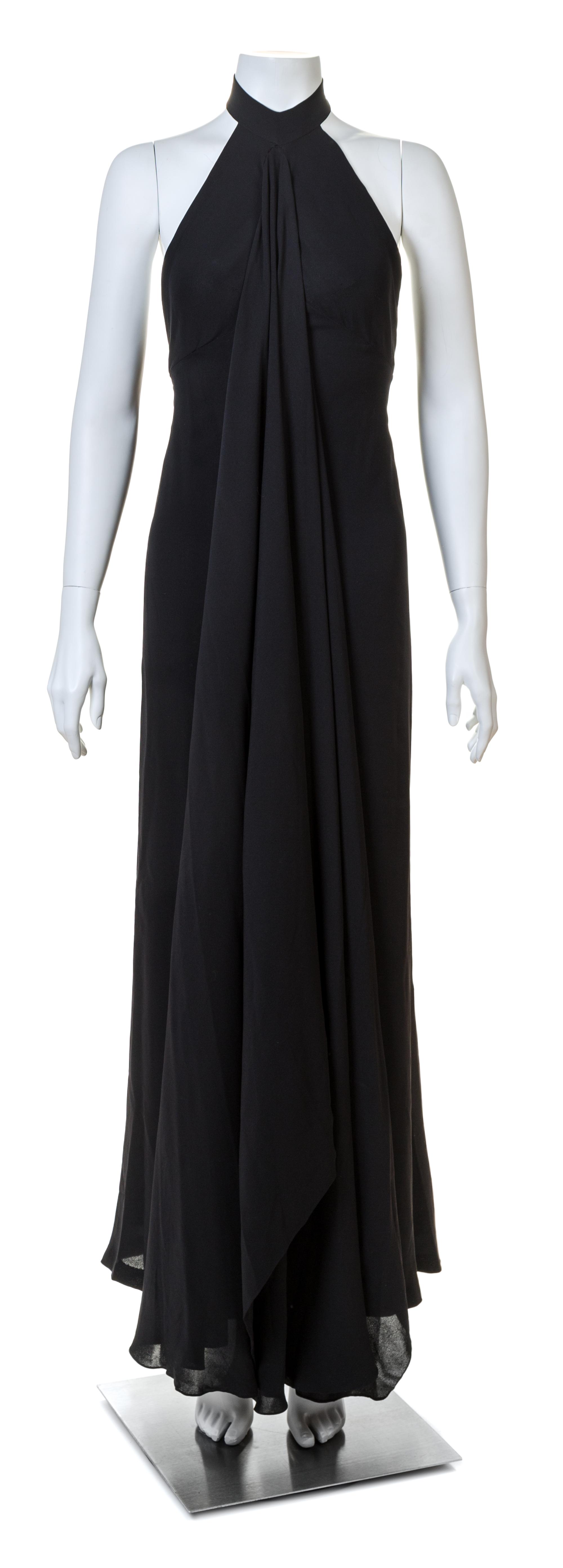 A Madame Gres Black Draped Halter Gown, No size.